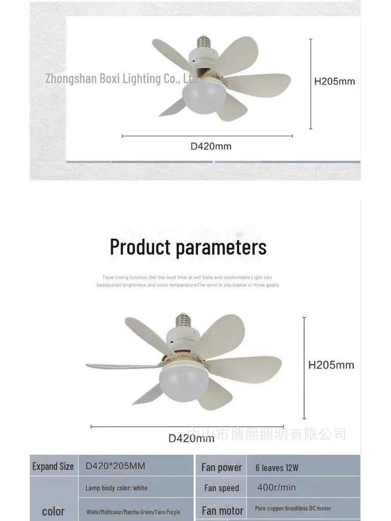 E27 Ventilator de tavan silențios inteligent pentru dormitor și restaurant