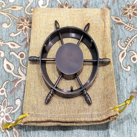 Brass Compass:  Ship Wheel, Engraved Gift