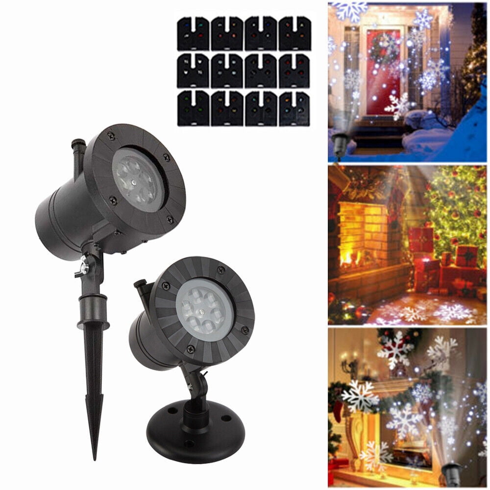 

Outdoor Snowflake LED Projector Light 12 Patterns Christmas Holiday Party Waterproof Sound Activated Decor Gift Light A