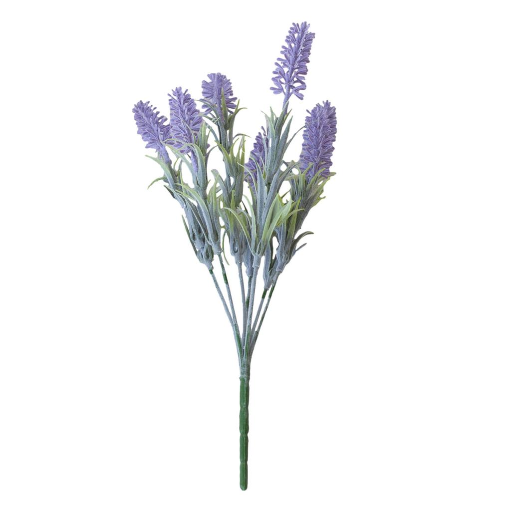 Realistic 7-Head Flocked Lavender Silk Flowers for Home Decor and Wedding Photography