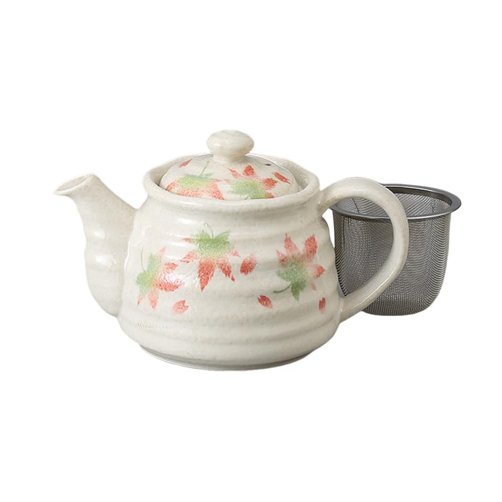 Ale-net Teapot, 450cc, Flower Spring and Autumn Design, 2.5-cup Capacity (with Tea Strainer), Porcelain, Mino Ware, Made In Japan, Stylish