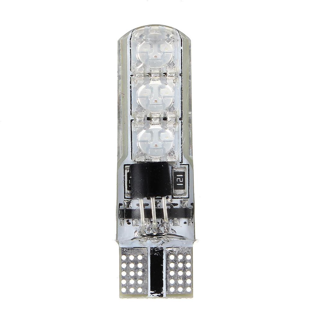 2 Ampoules LED RGB T10 5050 - 6 LEDs, Télécommande, 7 Couleurs - Pour Plaque Immatriculation, Intérieur Voiture
