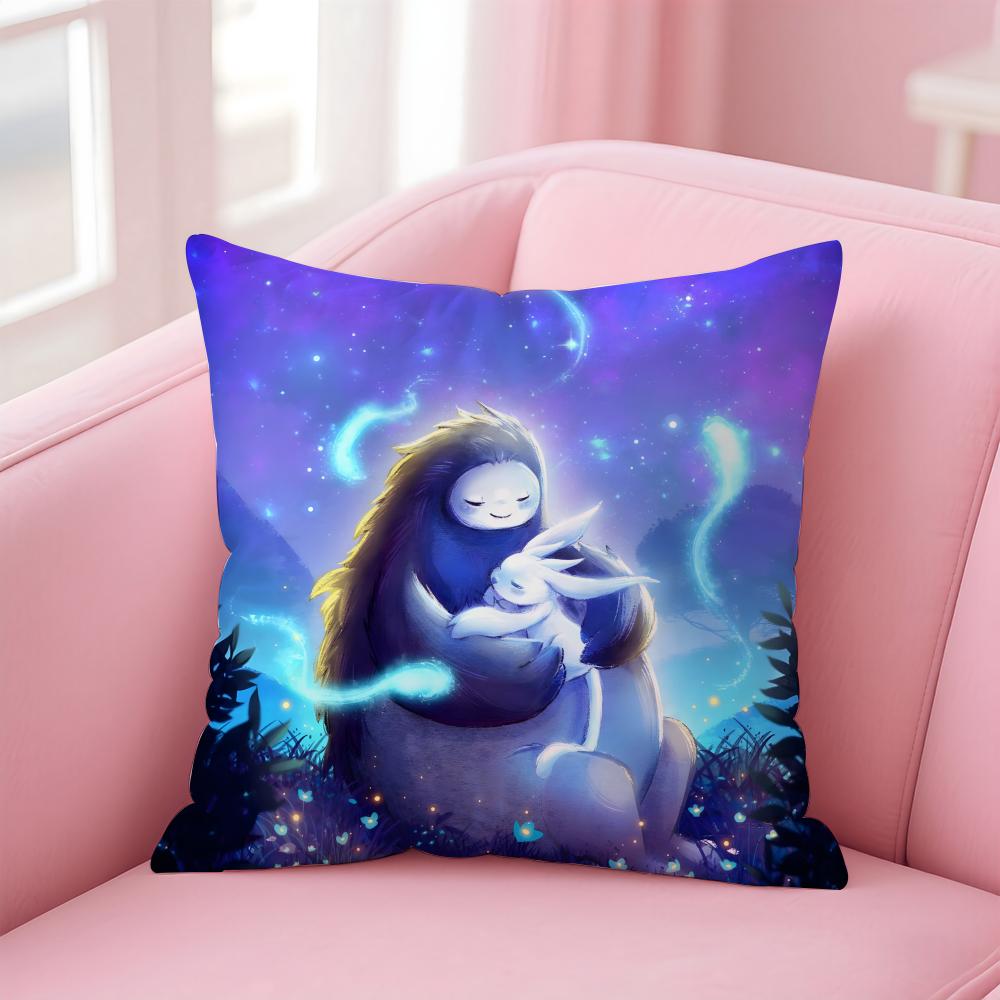 Cute Game O-Ori Cushion Cover Pillowcase Short Plush Invisible Zipper Room Sofa Cushion Cover
