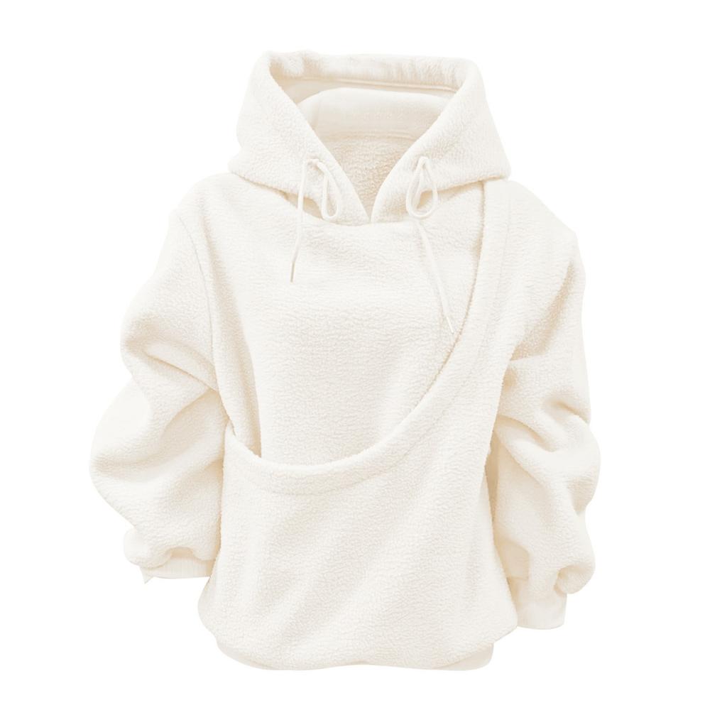 New Autumn and Winter Styles, Solid Color, Hooded, Plush, Pet Bag, Loose Fit, Pullover, Hoodie, Women's