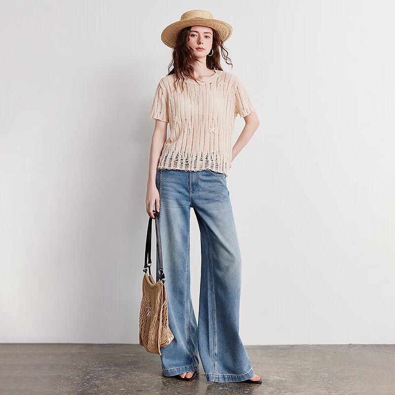 Women's Summer Hollow Knit Short Sleeve Top