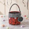 Reusable Holiday Pouch Halloween Pumpkin Ghost Treat Tote, Cute Lace Handle Candy Basket for Festival Bucket Kids, Spooky Gift Bag Trick or