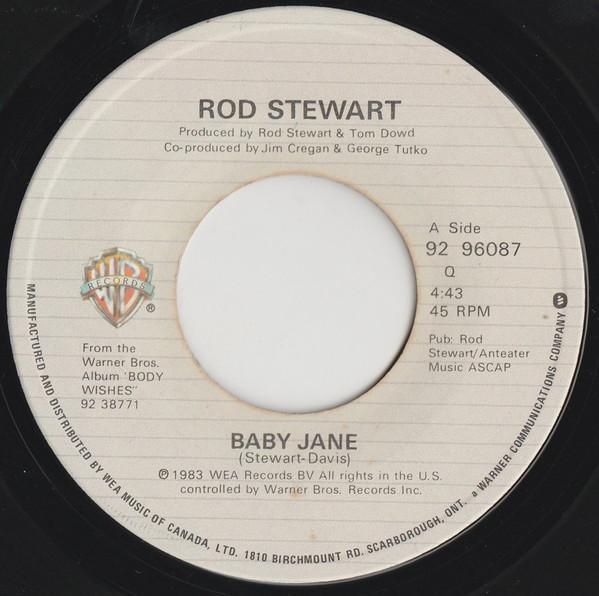 

7inch Record ROD STEWART Baby Jane Ready Now 9296087 WARNER BROS. 1983 Canada Rock Used