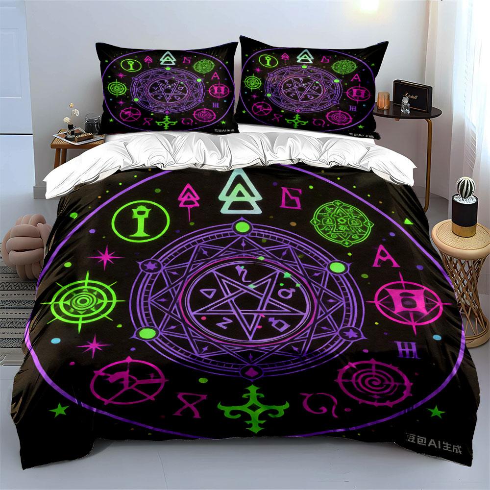 Mystic Symbol Set Decoration Multiple Sizes Kid'S And Adults' Bedroom Exquisite 3Pc Bedding Set, Gift
