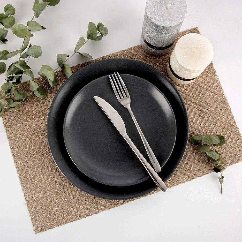 Kitchen Protective Mat for Table Under Plates and Cutlery, Beige and Gold