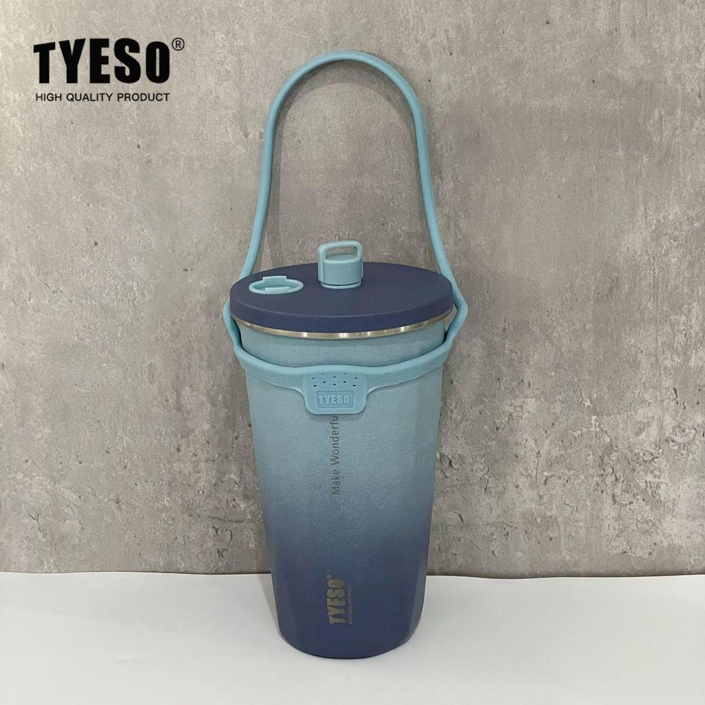 TYESO Stainless Steel Insulated Coffee Cup & Water Bottle - Ice Buster, Large Capacity, with Straw for Car