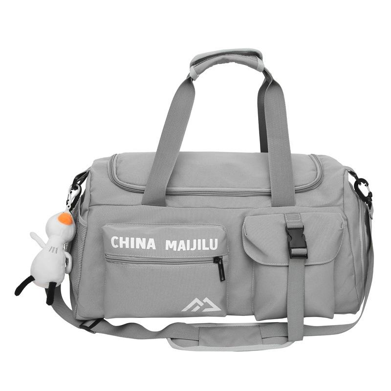 Couple Style Fashion Trend Contrast Color Outing Travel Package Dry Wet Separation Fitness Bag with Shoe Compartment Can Be Used for Pulling Rod