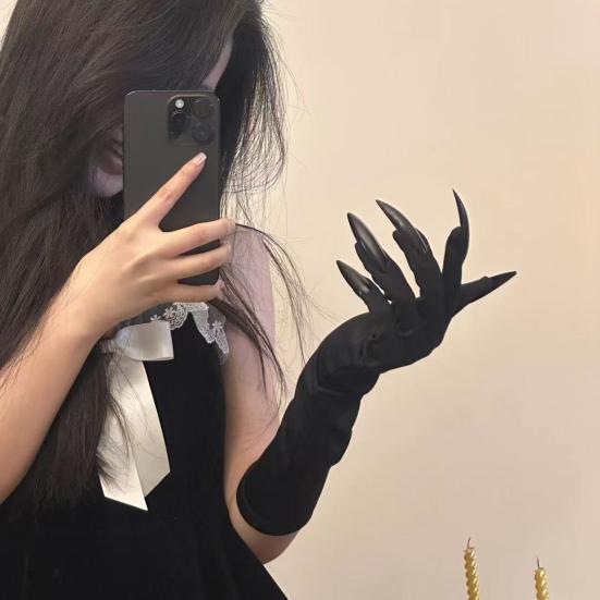 Halloweenské drápové rukavice Dámské tlapkové rukavice s dlouhými nehty Kočka Vlk Cosplay kostým pro jevištní vystoupení Halloweenský párty doplněk