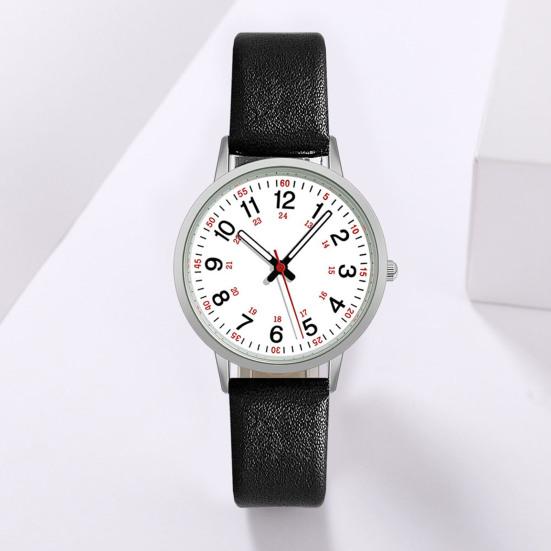 Luminous Digital Watch with Soft Faux Leather Strap 24 Hours Time Round Dial Quartz Women Fashion Wrist Watch