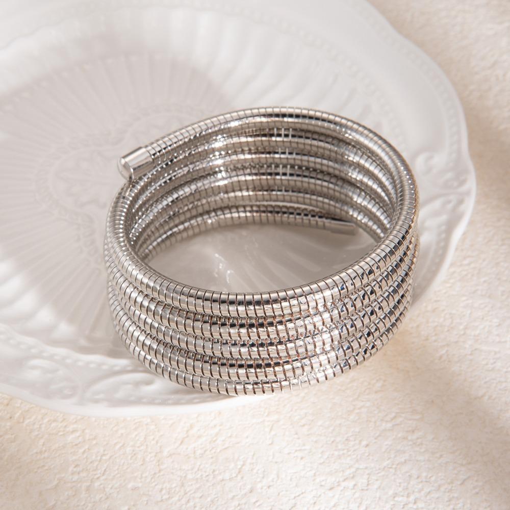 

Золотистый цвет Пружинный эластичный браслет из сплава Штабелируемый браслет Ювелирные аксессуары серебряный