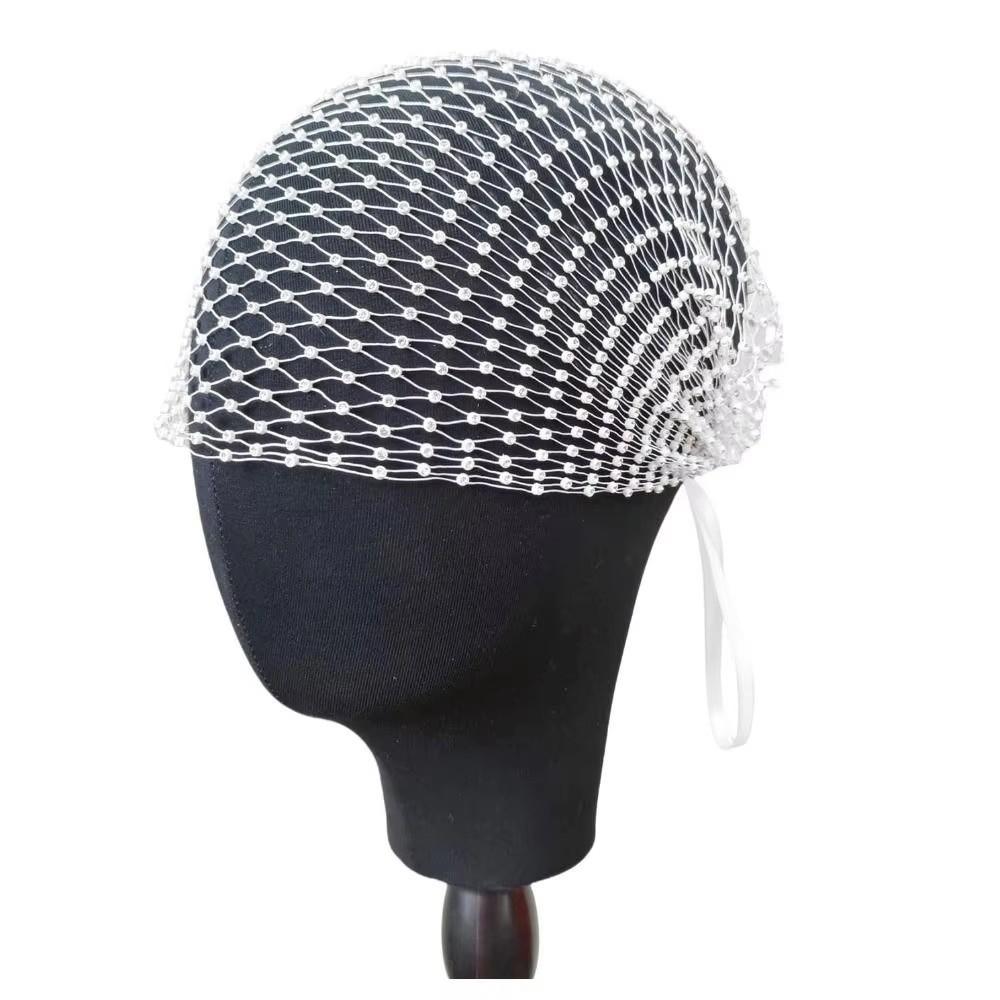 Elegant Elastic Rhinestone Face Veil Stretchable Adjustable Hollow Out Beanies Sparkling Bridal Headwear Women