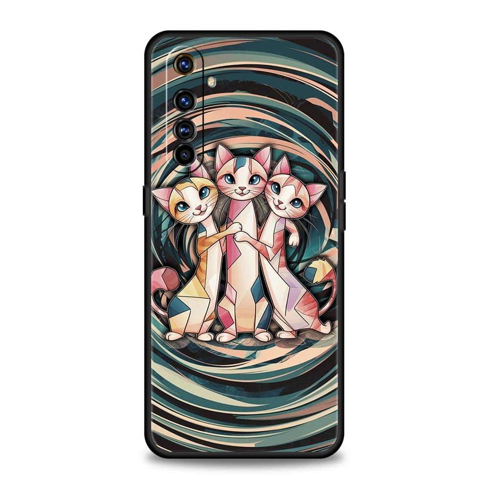 Colorful Cat Design Case For Realme C67 C63 C55 C53 C35 C25 C21 GT 2 3 5 6 10 11 12 13 Pro Plus 5G Soft TPU Phone Cover Fundas