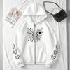2026 Hot Sale Women's Hoodie Cute Spider Web Heart Print Zip-up Sweatshirt Fall Winter Female Urban Casual Fashion Hooded Jacket