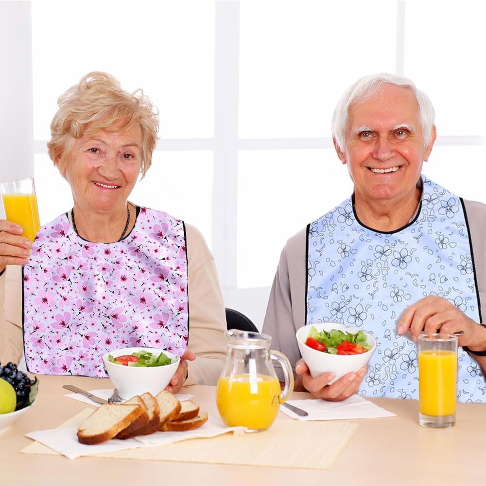 HiLiBoom Nursing Apron, Mealtime Apron, Caregiving Supplies, Waterproof, Stain-Resistant, Durable, 3D Pockets, Easy to Clean, Bib for Adults and Senio