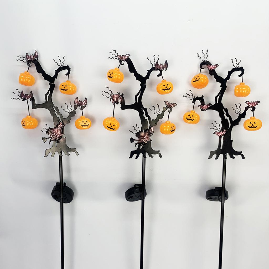 Halloweenowe LED Straszne Kołyszące się Światła Dyni, LED Solarne Halloweenowe Lampki Dyniowe na Palikach, Zewnętrzne Solarne Drzewko Dyniowe do Ogrodu na Zewnątrz