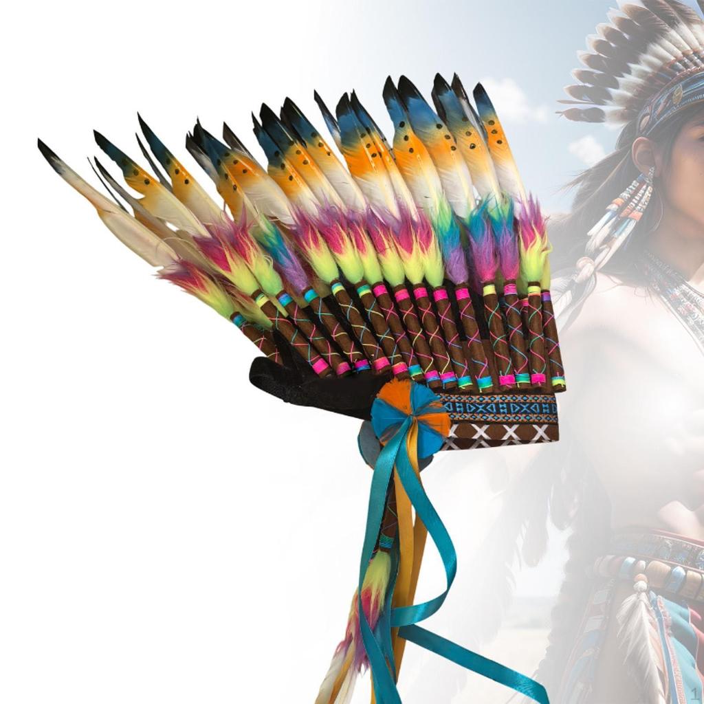 Chief Indian Feather Headdress Costume Accessory for Dance Show Birthday