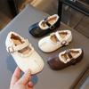Spring and Autumn Children's Flats Simple Lolita Girls Princess Leather Shoes Walking Versatile Sweet Pleated Kids Causal Shoes
