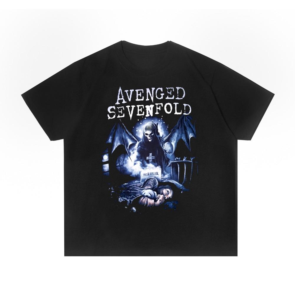 2025 Yaz Avenged Sevenfold Band Baskılı Pamuk Erkek ve Kadın Tişört Yüksek Kaliteli Kısa Kollu Erkek Tişörtü