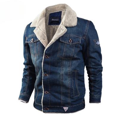 Casual Men's Winter Fleece Thickened Loose Lapel Plus Size Denim Jacket Men's Jacket