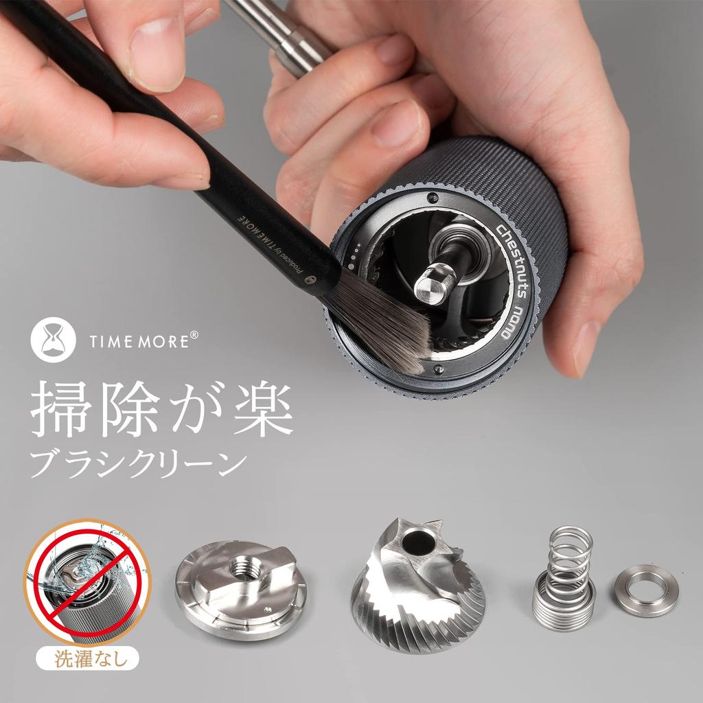 TIMEMORE NANO Manual Coffee Grinder, Compact, All-Metal Stainless Steel Grinding Grinder with Adjustable Coarseness, Foldable Handle, and Brush,