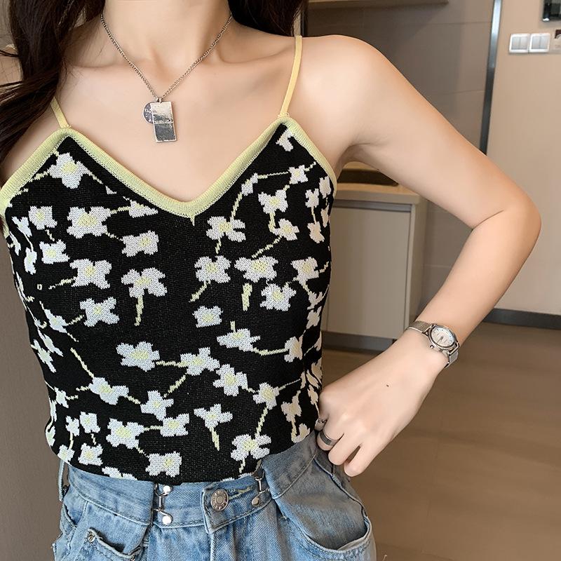 Halter Vest Women's Summer New Knitted Floral Inside with A Base Shirt To Wear A Small Halter Top Sexy Net Red