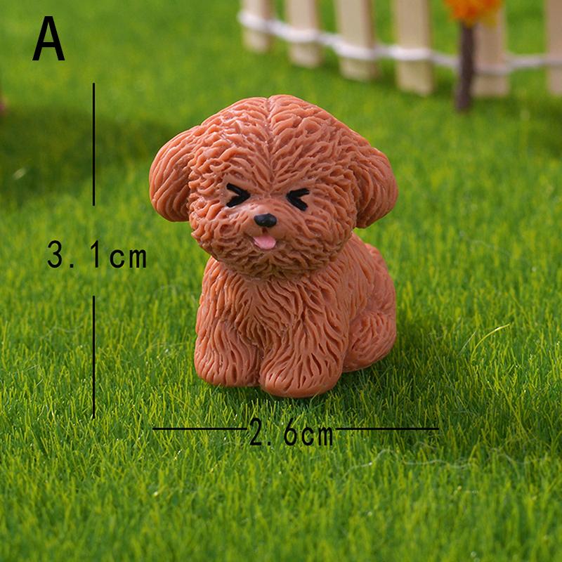 Figurka Miniaturní Roztomilé hnědé plyšové štěně pejska Micro Krajina Ornamenty Pro bytové dekorace Kawaii Animal Dekorace na plochu