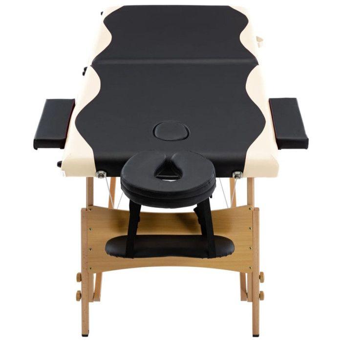 Table de massage pliable 2 zones Bois Noir et beige