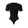 Modischer Damen-Bodysuit mit quadratischem Ausschnitt, schmaler Taille, nahtlos, kurzärmelig, formgebend