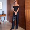 Sleeveless Off Shoulder Top Wide Leg Pants Fashion Set Women Street Style 2025