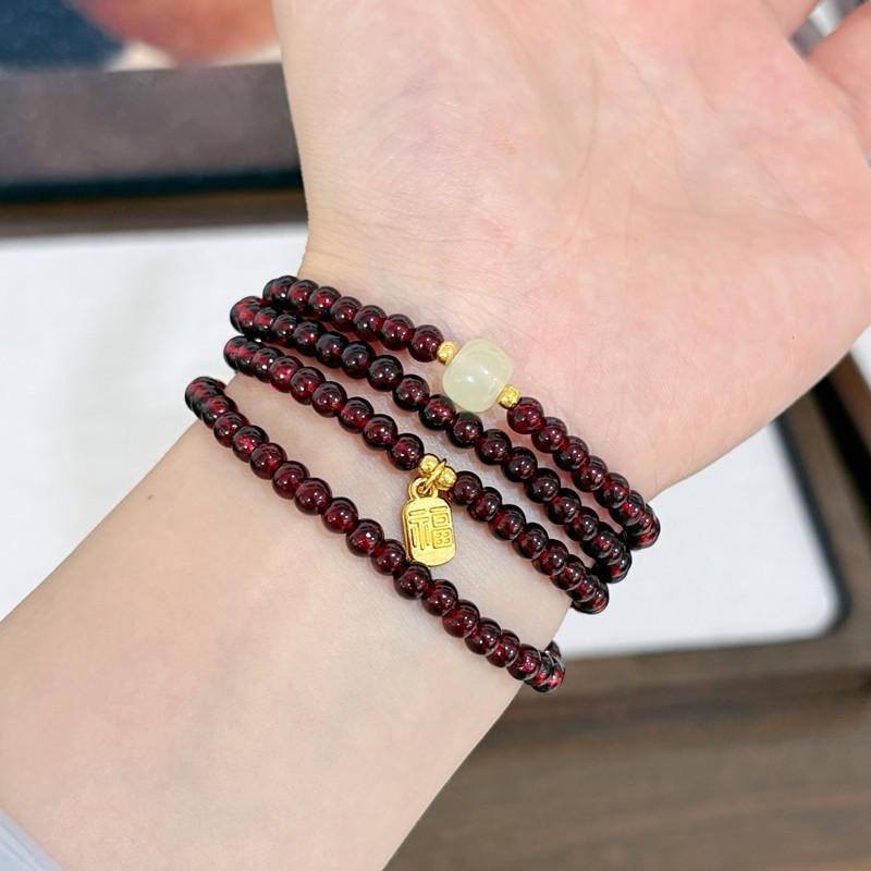 Double Stacked Bracelet Women's Niche Lucky Nafu Temperament Design Exquisite Bracelet Wind Niche Beaded Bracelet