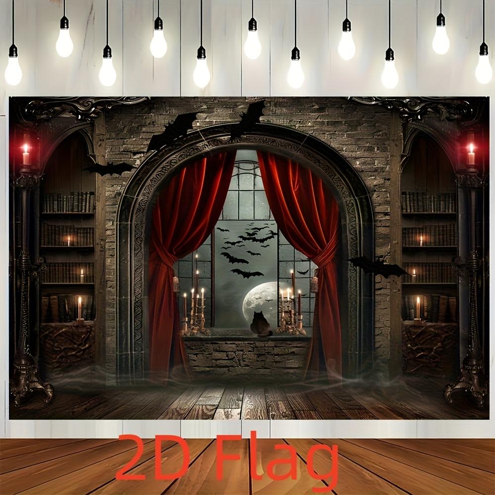 1 2D banner multi-functional photography background cloth with magic broom and vampire castle for parties and events 100x150cm