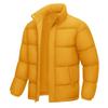 Mens Solid Thick Cotton Puffer Coat Winter Warm Casual Stand Collar Jacket