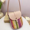 Straw Bag Women's New Niche Color Woven Women's Shoulder Messenger Bag Casual Contrasting Color Mobile Phone Bag Women