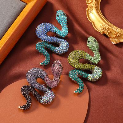 Exaggerated Women Men Full Crystal Heavy Industry Snake Brooch Badges Vintage Classic Lady Rhinestone Clothing Coat Pin Buckles