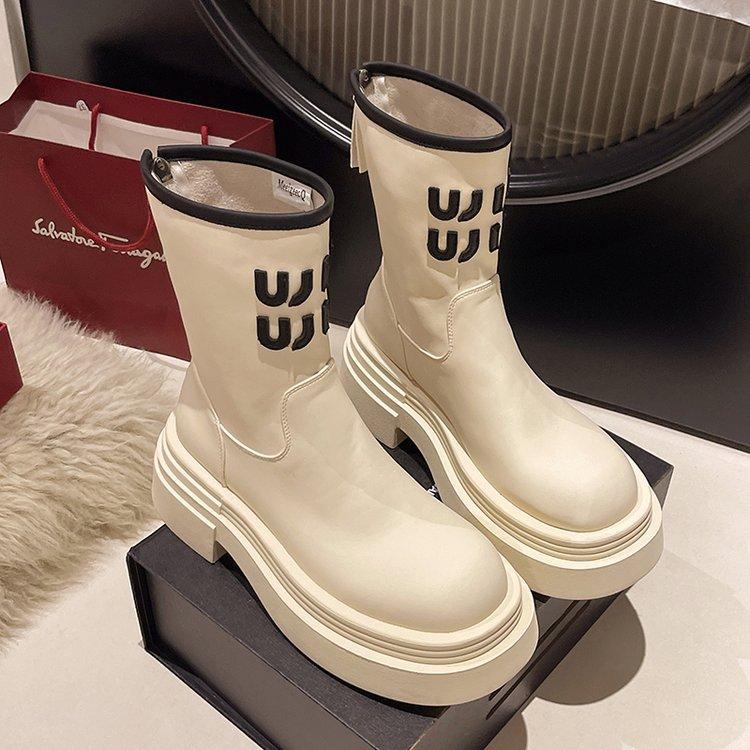 

Letter British style short boots women s summer 2025 new versatile Maillard casual low tube thin single boots women 40