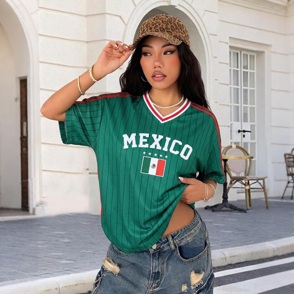 Women's V Neck Short Sleeve Athletic Jersey Top Lightweight Breathable Fabric Comfortable Fit Casual Sportswear