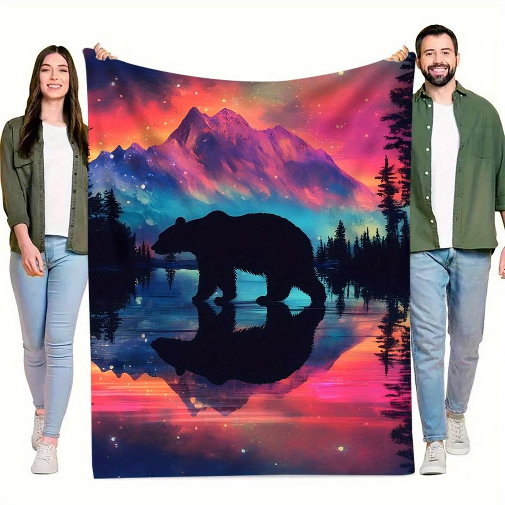 1pc Enchanted Forest Digital Printed Design Pattern Blanket, All-Season Soft and Warm Throw, Ideal for Home Bedroom, School Dorm