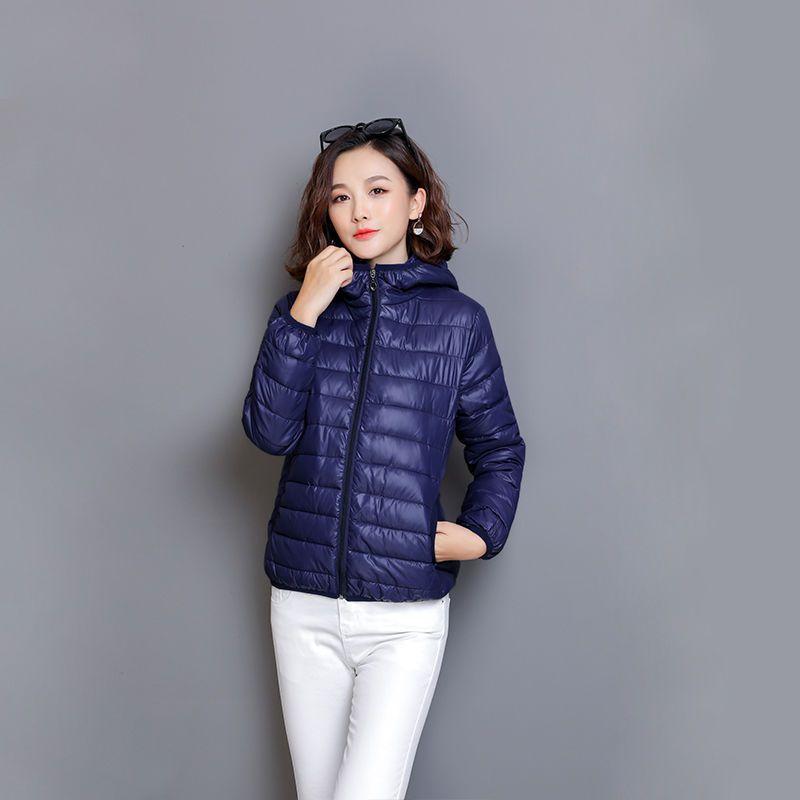 Warm Lightweight Down Jacket for Women Autumn Winter Quilted Parka Coat Hooded Ladies Outerwear