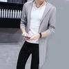Men Trench Windbreaker Large Neckline Solid Color Slim Mid-length Draping Overcoat Outwear Cloak Streetwear