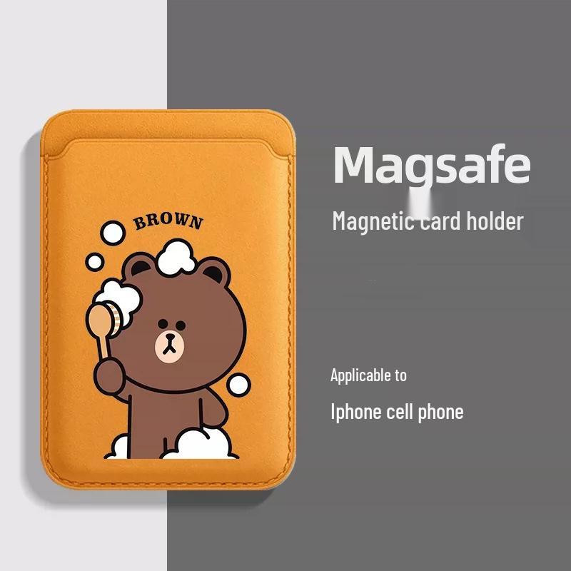 Brown Bear MAGsafe-Compatible Leather Card Holder for Apple Phones Single Card Holder