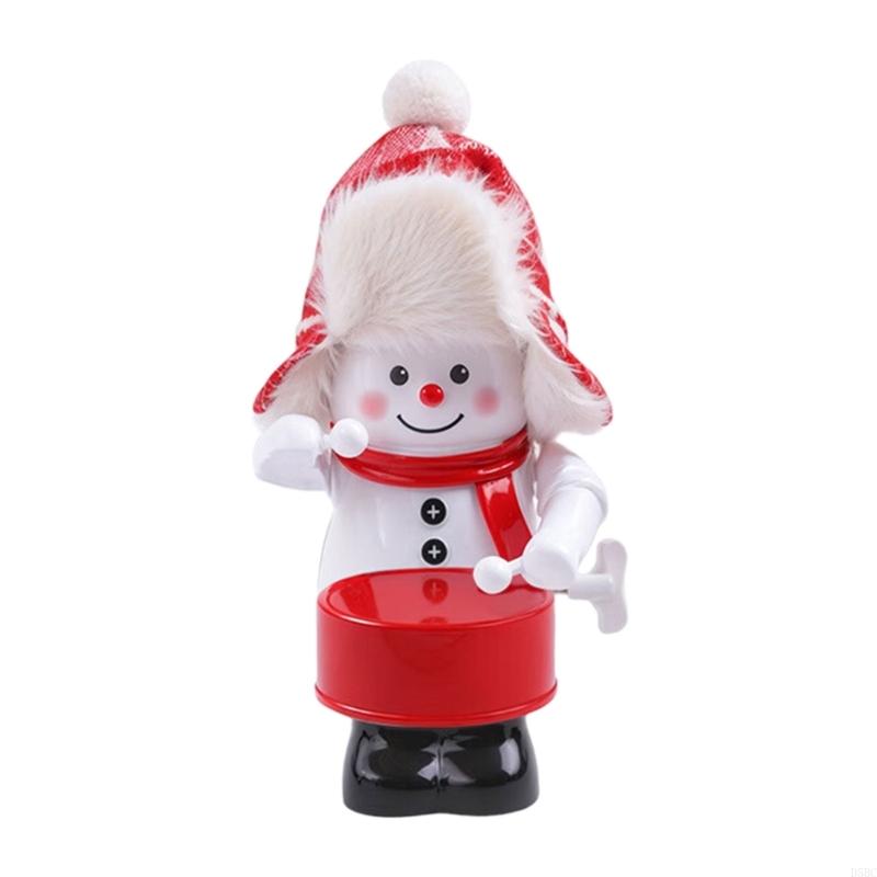 

Playful Snowman Drumming Ornament Resin Musical Snowman Wind up Toy For Christmas Holiday Party Table Centerpieces