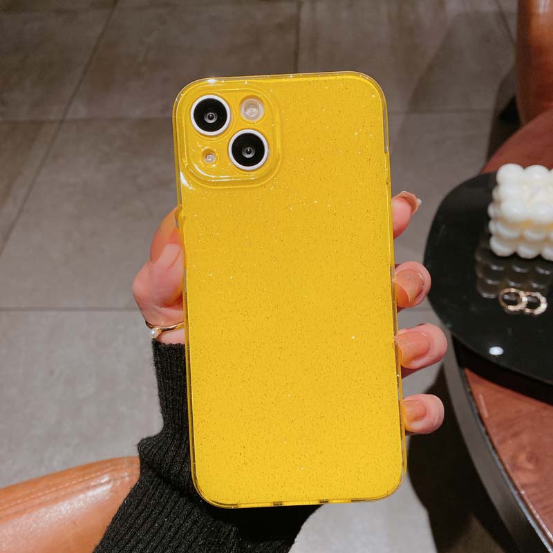 Solid Color Crystal Glitter Phone Case for IPhone 16 15 13 14 Plus 12 11 Pro Max Soft Silicone Candy Jelly Protective Back Cover