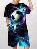 Fußballtrikot Jungen Set Mode Fußball Print Sommer Sportset Locker Atmungsaktiv Kinder Oberteile Freizeit Leicht Jungen Kleidung