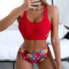 Women Sexy  Print Bikini Set Push Up Bathing Swimwear High Waist Swimsuit