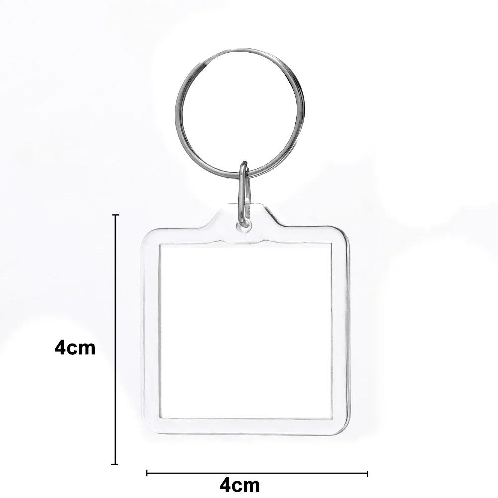 5-100PCS Clear Acrylic Photo Frame Keychain Photo Insert Keyrings Blank Rectangle for Double-Sided Photos DIY Supplies