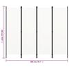 4 Piece Room Divider White 200 X 180 Cm